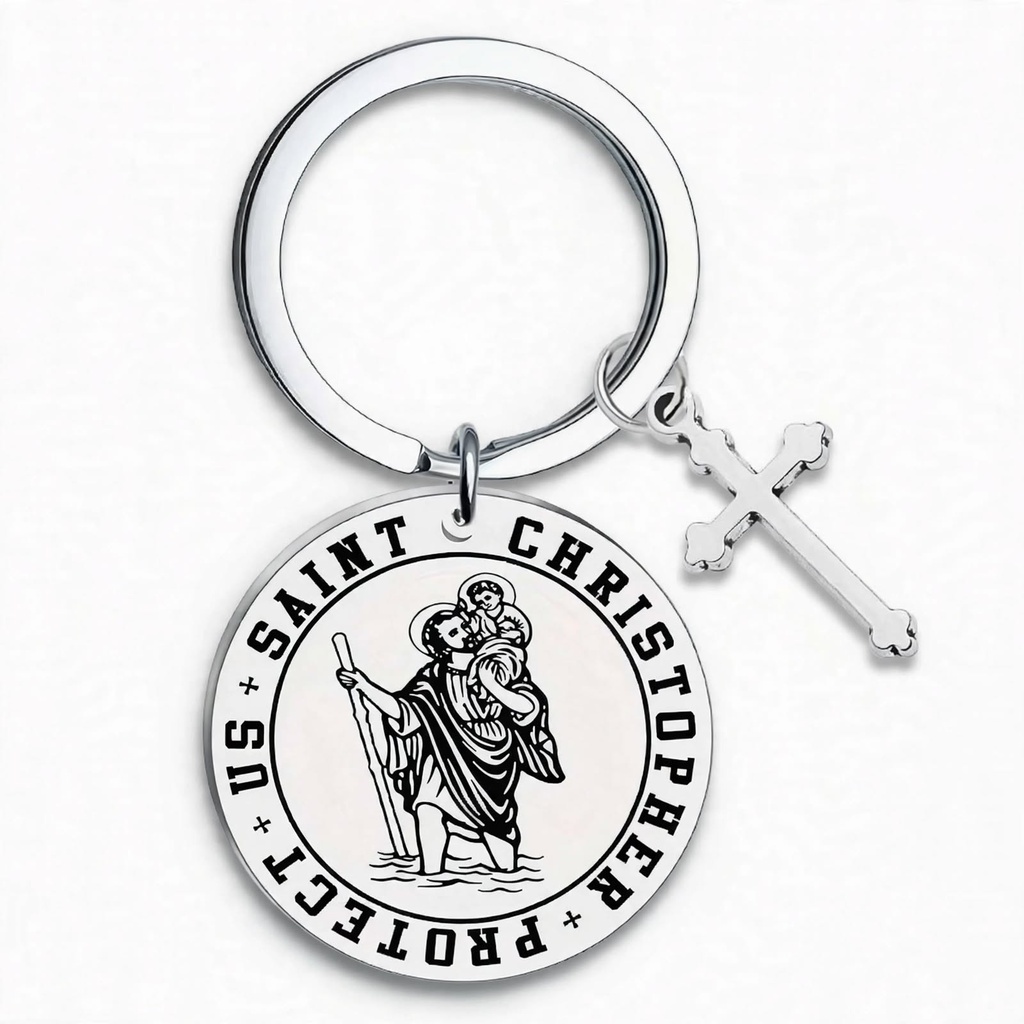 Porte clé rond Saint Christophe
