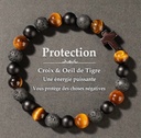 Bracelet protection croix & oeil du tigre